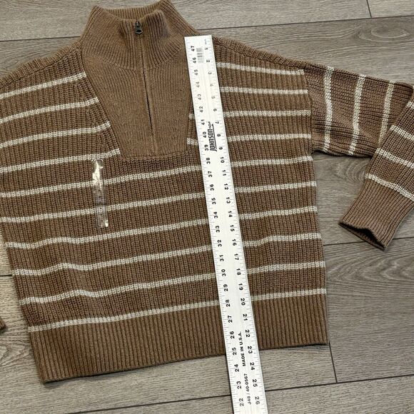 Faherty Women’s Sweater Size Small Mariner Sweater Carmel Brown Stripe Pullover - Picture 6 of 12